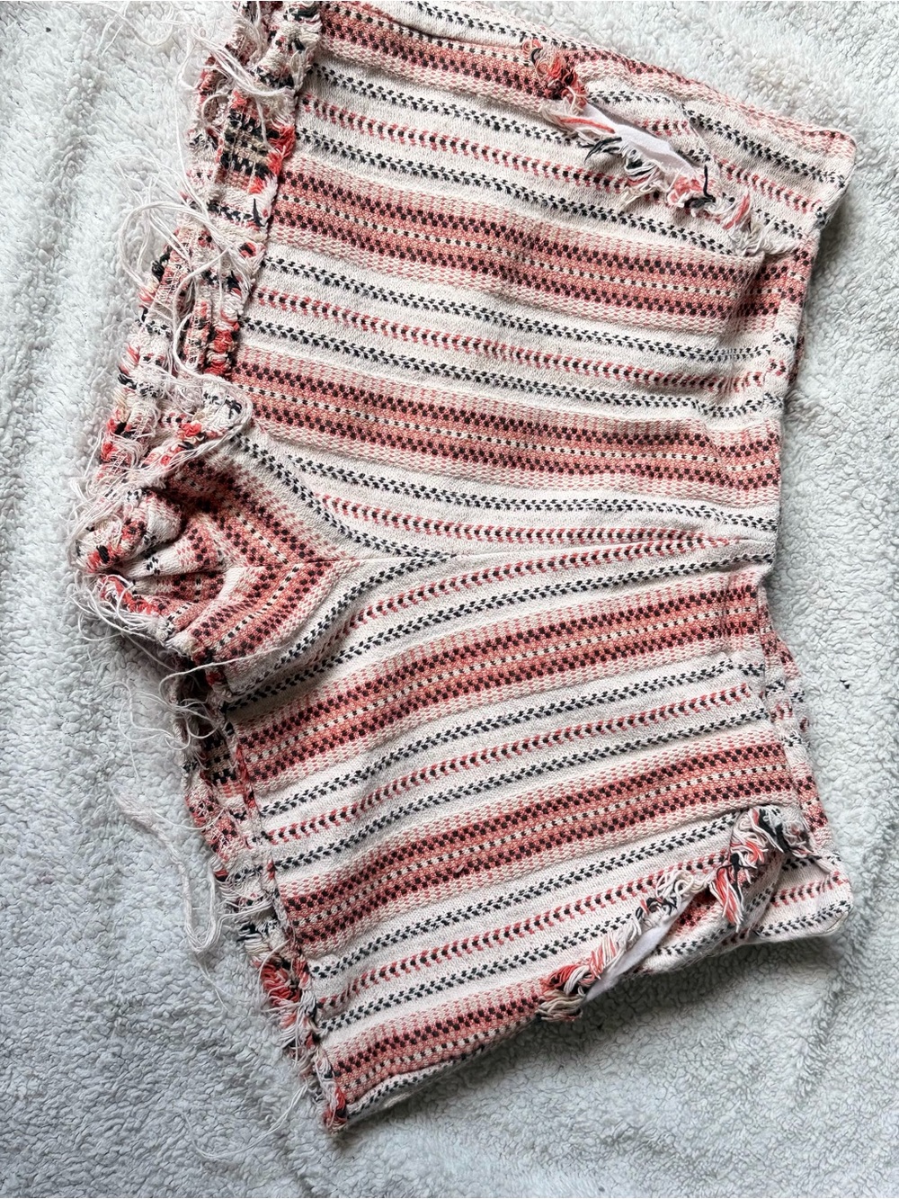 Pink and Cream Striped Crochet Shorts - Picture 1 of 3